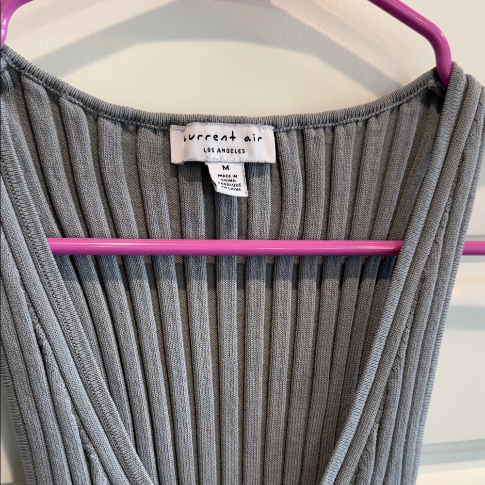 Current Air Charcoal Ribbed Knit Top